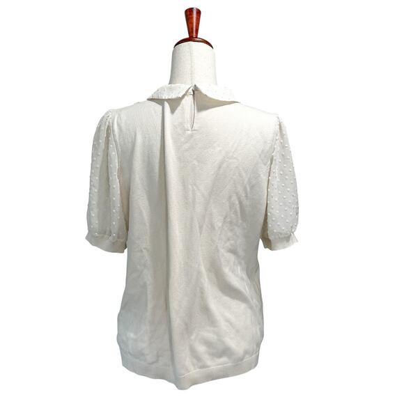 Adrianna‎ Papell XL Top with Sleeves Schoolboy Cream Dotted Sleeves Blouse (7) - Picture 7 of 12